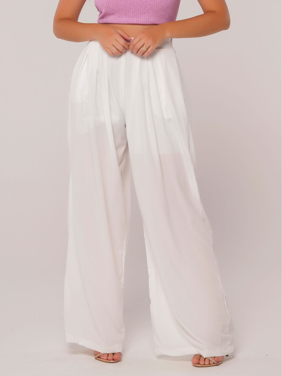 Calça Pantalona Fluida Comfy com Elástico e Bolso Lateral Maite