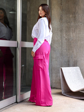 Calça Cargo Pantalona Alfaiataria  Raquel