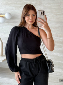 Cropped Manga longa Alfaiataria Maria Luiza