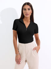 Blusa Canelada com Zíper Estilo Polo ou Gola Alta - Rafa