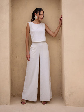 Conjunto de Linho Calça Pantalona e Blusa Regata Stella