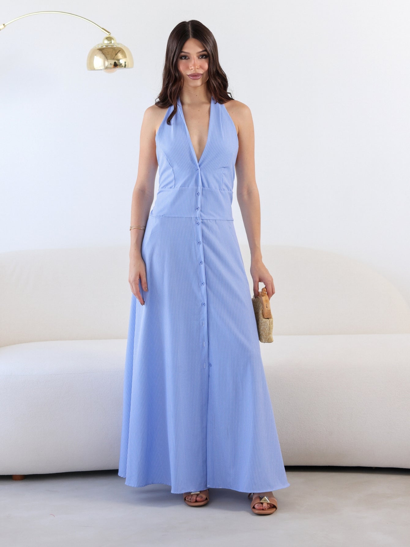 Vestido longo Frente Unica Lastex Vitória